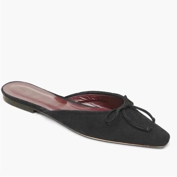 STAUD Gina Mules Black Suede Ballet Slides Size 38 - Picture 1 of 9